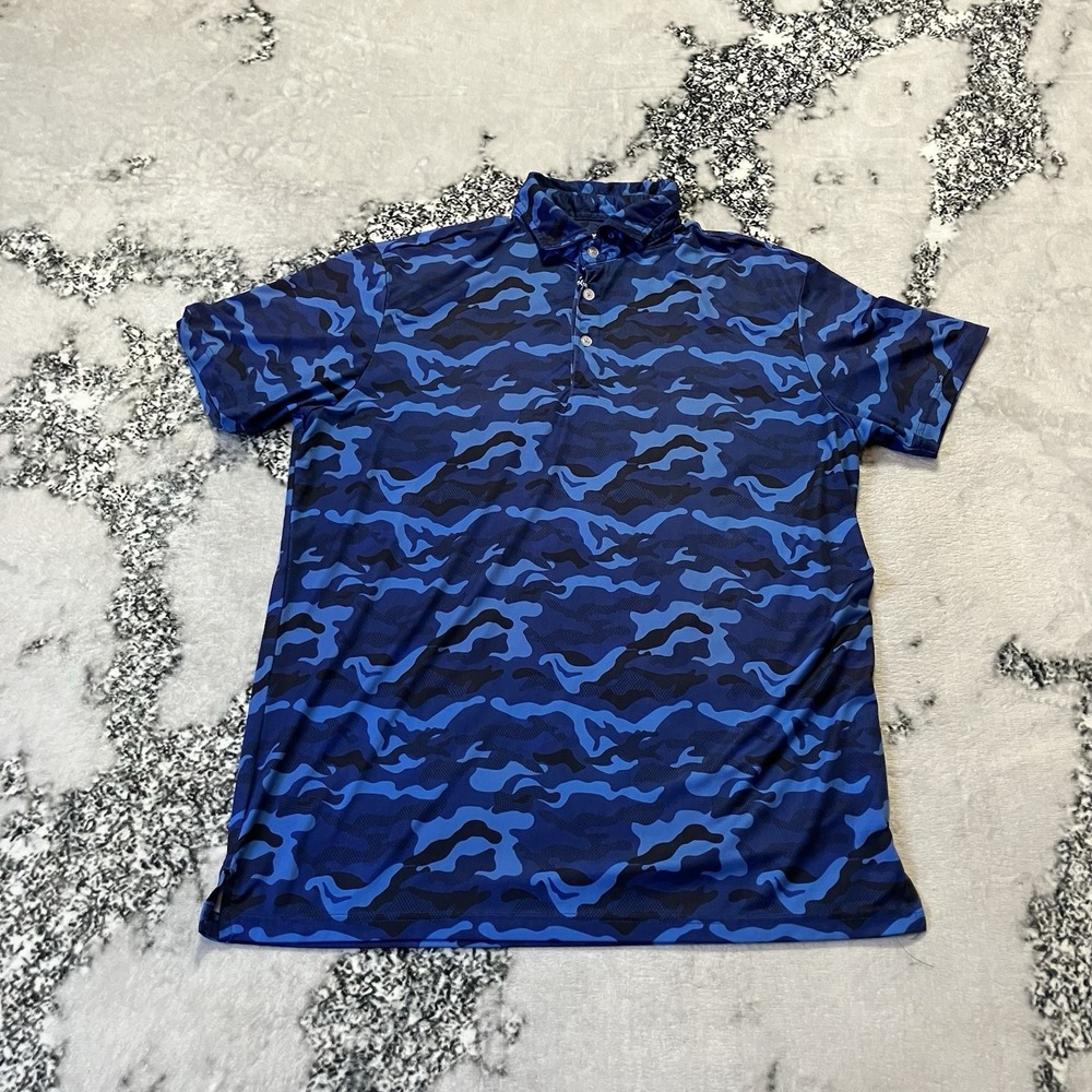 Tailorbyrd Shirt Mens Sz Medium Performance Golf Polo Colorful Navy Camo